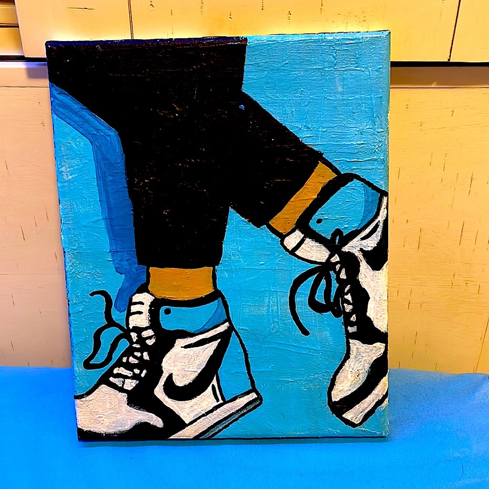 Painting on canvas. Colors:black,blue,white